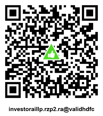 SEBI @valid QR code for non-recurring payments to investoraillp.rzp2.ra@validhdfc, showing the white thumbs-up inside a green triangle