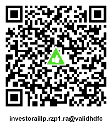 SEBI @valid QR code for recurring payments to investoraillp.rzp1.ra@validhdfc, showing the white thumbs-up inside a green triangle